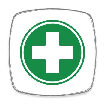 Green First Aid Cross Medical Emergency Healthcare - Square fridge magnet - white - Front