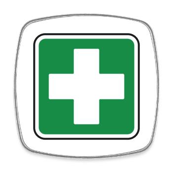First Aid Medical Cross Green Gesundheitssicherheit - Viereckiger Kühlschrankmagnet - Weiß - Vorne