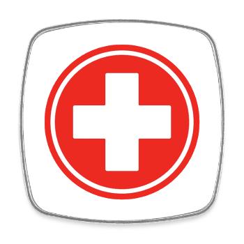 Red First Aid Cross Medical Emergency Healthcare - Square fridge magnet - white - Front