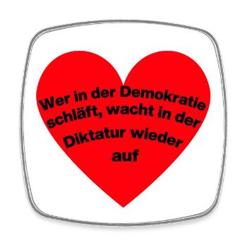 WER I D DEMOKRATIE SCHLÄFT, WACHT IN DIKTATUR AUF - Viereckiger Kühlschrankmagnet - Weiß - Vorne