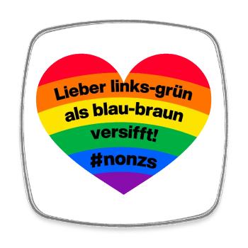 LIEBER LINKS GRÜN ALS BRAUN BLAU VERSIFFT, NO NZS - Viereckiger Kühlschrankmagnet - Weiß - Vorne