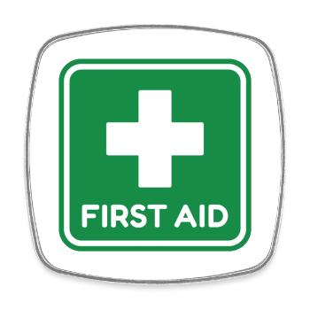 First Aid Green Medical Cross Healthcare Safety Si - Magnet carré - blanc - Devant