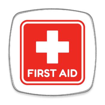 First Aid Red Medical Cross Healthcare Safety  - Square fridge magnet - white - Front