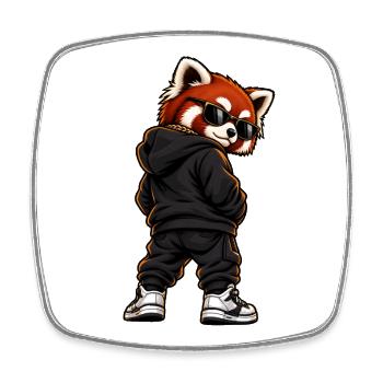 Cooler Gangster Roter Panda Streetwear - Viereckiger Kühlschrankmagnet - Weiß - Vorne