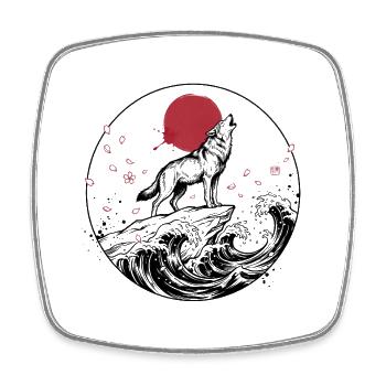 JAPANESE WOLF - Viereckiger Kühlschrankmagnet - Weiß - Vorne