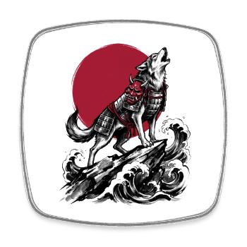 SAMURAI WOLF - Square fridge magnet - white - Front