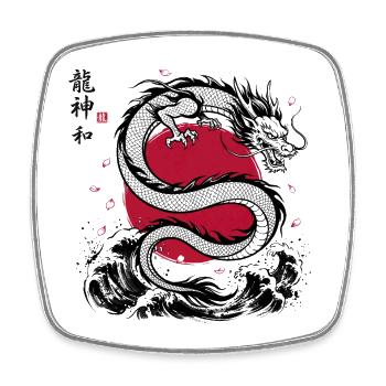 JAPANESE DRAGON - Viereckiger Kühlschrankmagnet - Weiß - Vorne