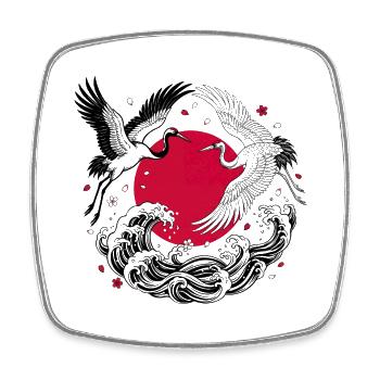 Japanese Cranes - Square fridge magnet - white - Front
