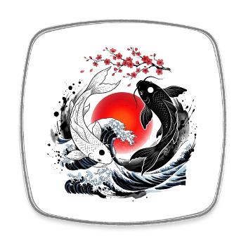 KOI FISH YIN YANG - Viereckiger Kühlschrankmagnet - Weiß - Vorne