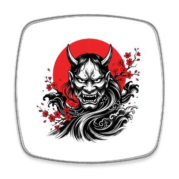 Oni MAsk - Square fridge magnet - white - Front