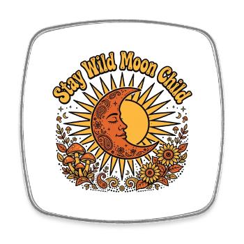 Stay Wild Moon Child Boho Moon Sun Shirt Women's - Square fridge magnet - white - Front