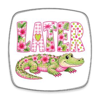 Later Alligator – Cute Tropical Crocodile - Square fridge magnet - white - Front