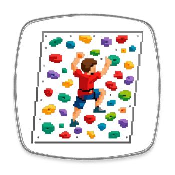 Retro Pixel Art Bouldering 8-Bit Climbing Wall - Square fridge magnet - white - Front