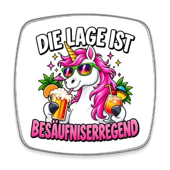Besäufniserregendes Einhorn Party - Viereckiger Kühlschrankmagnet - Weiß - Vorne