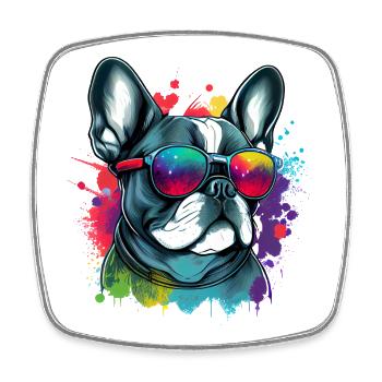 Cute Frenchie Dog - Square fridge magnet - white - Front