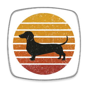 Dachshund Silhouette Vintage Sunset - Square fridge magnet - white - Front