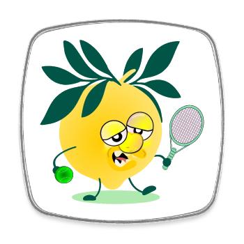 Kids Tennis Lemon - Square fridge magnet - white - Front