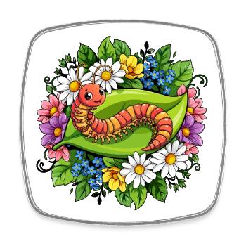Centipede Cartoon - Square fridge magnet - white - Front