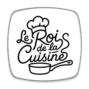 Roi de la Cuisine 👑 | Cadeau pour Chef Cuisiniet - Magnet carré - blanc - Devant