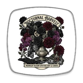Gothic Bouquet of Night Flowers - Square fridge magnet - white - Front