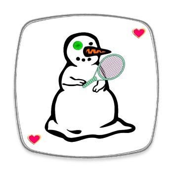 Winter Snowman, Kids Tennis - Square fridge magnet - white - Front