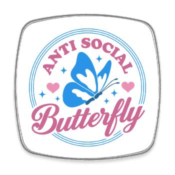 Anti Social Butterfly - Square fridge magnet - white - Front