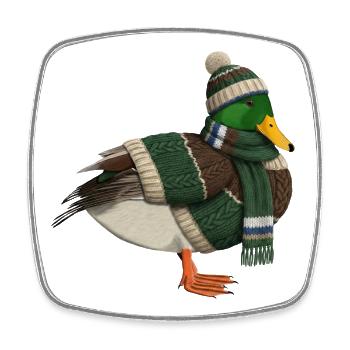 Ente im Strickpullover Winter Weihnachten - Viereckiger Kühlschrankmagnet - Weiß - Vorne