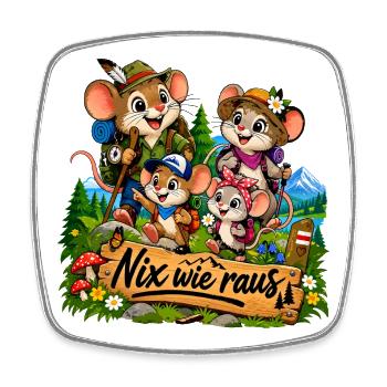 Mäusefamilie Outdoor - Viereckiger Kühlschrankmagnet - Weiß - Vorne