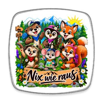 Waldtiere Outdoor - Viereckiger Kühlschrankmagnet - Weiß - Vorne