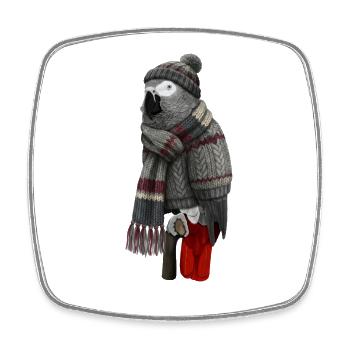 Graupapagei in Strickpullover Winter Weihnachten - Viereckiger Kühlschrankmagnet - Weiß - Vorne