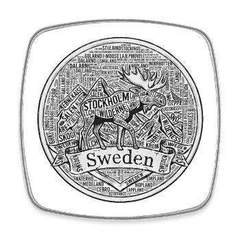Schweden Moose Typografie - Viereckiger Kühlschrankmagnet - Weiß - Vorne
