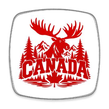 Canada Moose Crest - Viereckiger Kühlschrankmagnet - Weiß - Vorne