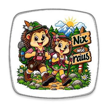 Igel Outdoor - Viereckiger Kühlschrankmagnet - Weiß - Vorne
