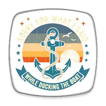 Funny Boat Docking Humor: Vintage Anchor Apology T - Viereckiger Kühlschrankmagnet - Weiß - Vorne