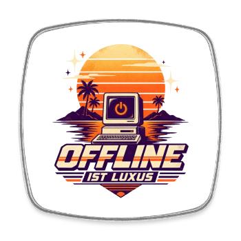 Offline ist Luxus Retro Computer - Viereckiger Kühlschrankmagnet - Weiß - Vorne