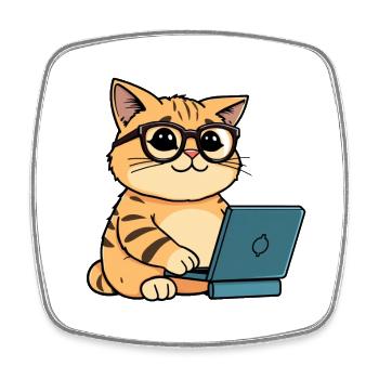 Coding Cat - Viereckiger Kühlschrankmagnet - Weiß - Vorne