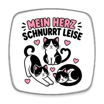 Mein Herz schnurrt leise – Katzen Silhouetten - Viereckiger Kühlschrankmagnet - Weiß - Vorne