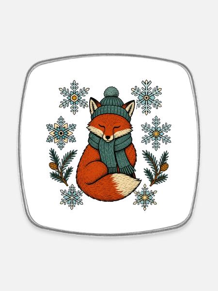 Winterfuchs - Viereckiger Kühlschrankmagnet - Weiß