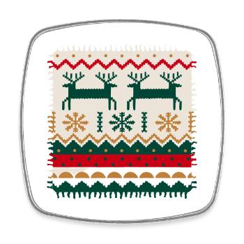 Strickpanel Weihnachten - Viereckiger Kühlschrankmagnet - Weiß - Vorne