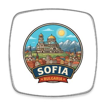 Sofia Bulgarien Alexander-Newski-Vitoscha-Abzeichen - Viereckiger Kühlschrankmagnet - Weiß - Vorne