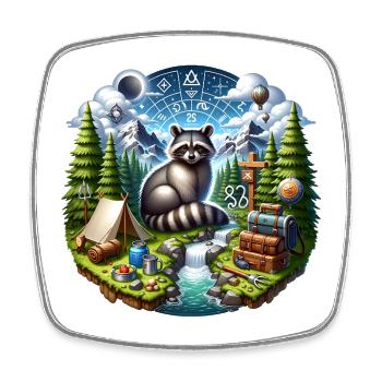 Outdoor Waschbär - Viereckiger Kühlschrankmagnet - Weiß - Vorne