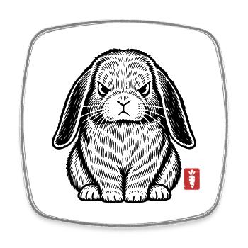 Wütender, grummeliger Hase - Viereckiger Kühlschrankmagnet - Weiß - Vorne