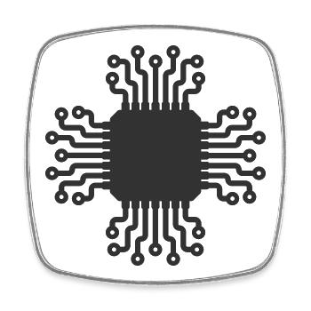 KI-Mikrochip-Schaltleitungssymbol - Viereckiger Kühlschrankmagnet - Weiß - Vorne