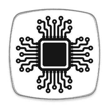 KI-Mikrochip-Schaltleitungssymbol - Viereckiger Kühlschrankmagnet - Weiß - Vorne
