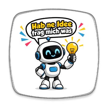 Hab ne Idee frag mich was Roboter Glühbirne Design - Viereckiger Kühlschrankmagnet - Weiß - Vorne