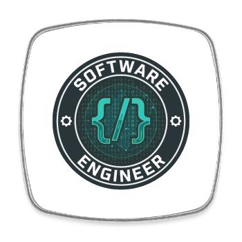 Software Engineer Binärcode-Badge-Geschenk - Viereckiger Kühlschrankmagnet - Weiß - Vorne