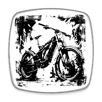 Mountainbiking Skizze - Viereckiger Kühlschrankmagnet - Weiß - Vorne