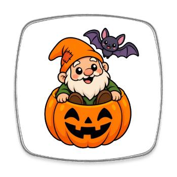 Kuscheliger Gnom im Kürbis Halloween - Viereckiger Kühlschrankmagnet - Weiß - Vorne