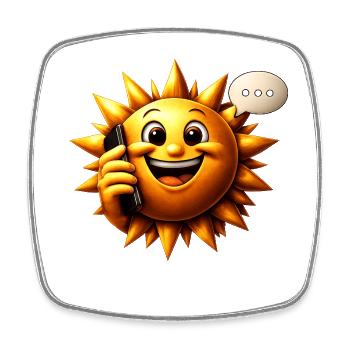 Sonnenlächeln am Telefon - Viereckiger Kühlschrankmagnet - Weiß - Vorne