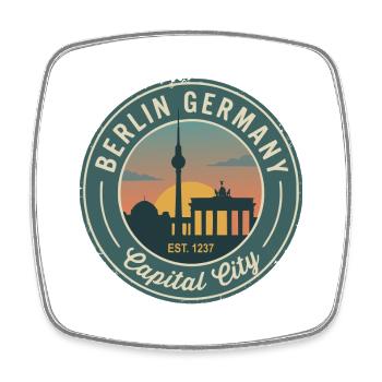 Vintage-Berliner Deutschland-Abzeichen - Viereckiger Kühlschrankmagnet - Weiß - Vorne